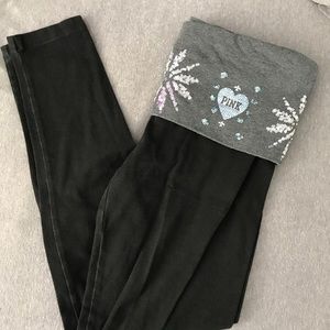 PINK Limited Edition Sequin Snowflake Yoga Pants